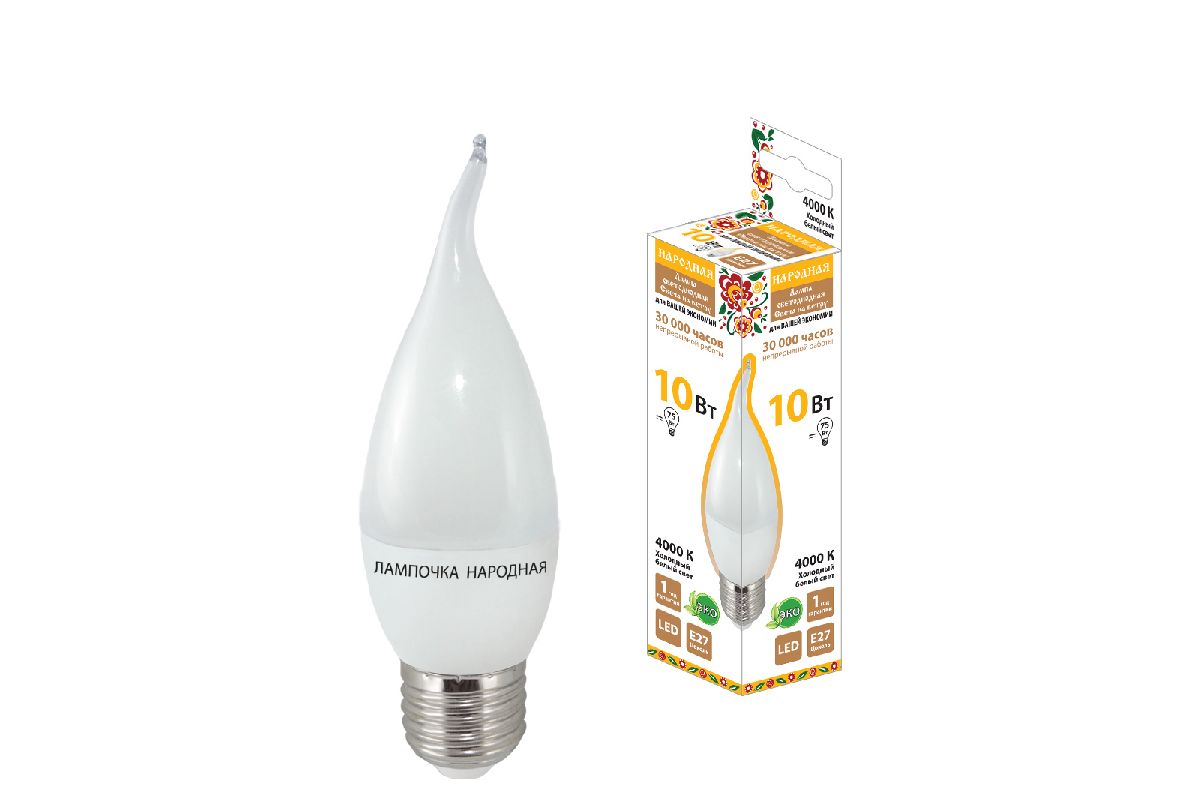 Лампа светодиодная TDM Electric Народная E27 10W 4000K матовая SQ0340-1601 в Санкт-Петербурге