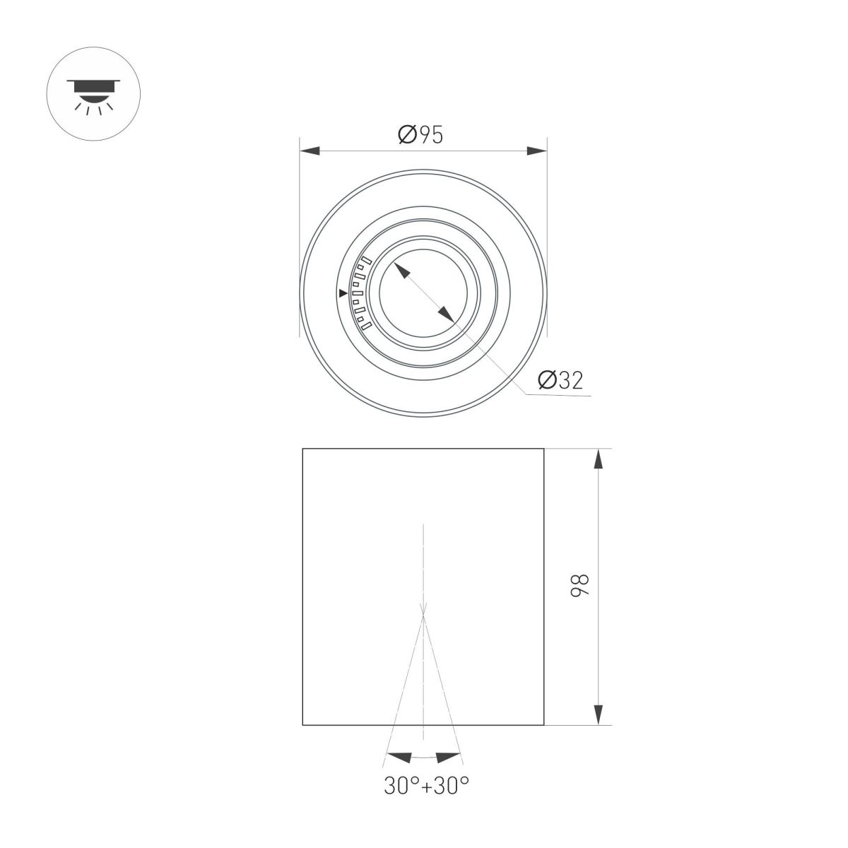 Накладной светильник Arlight SP-ACENTO-R95-10W Warm3000 (WH, 20-45 deg, 230V) 055742 в Санкт-Петербурге