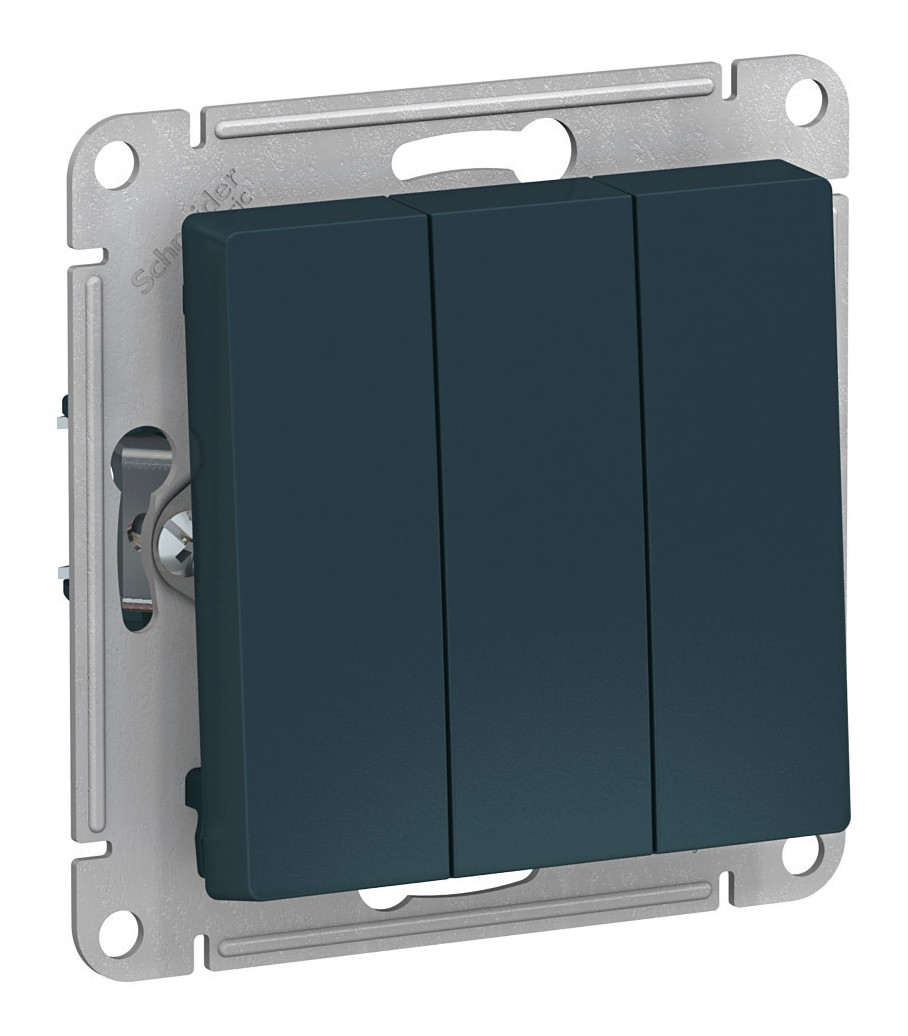 Выключатель 3-клавишный сх.1+1+1, 10АХ, механизм Systeme Electric AtlasDesign Изумруд ATN000831 в Санкт-Петербурге
