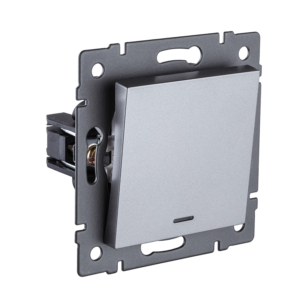 Выключатель 1-клавишный 10А/250В с LED подсветкой, серый Kollinger REA-S-002GY для Aspekt, Eleganz, Reflex в Санкт-Петербурге