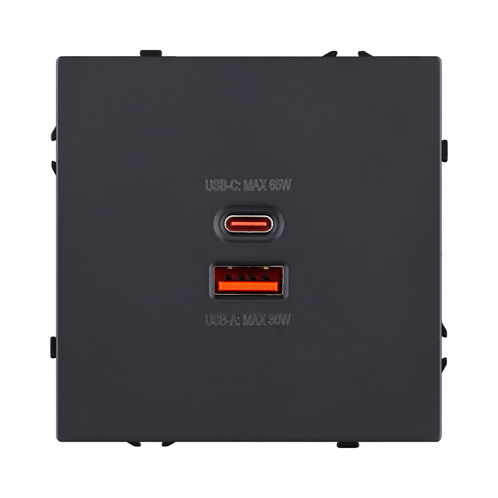 Розетка USB A+C 65W, черный матовый Kollinger Eclipse EC-024BK в #REGION_NAME_DECLINE_PP#