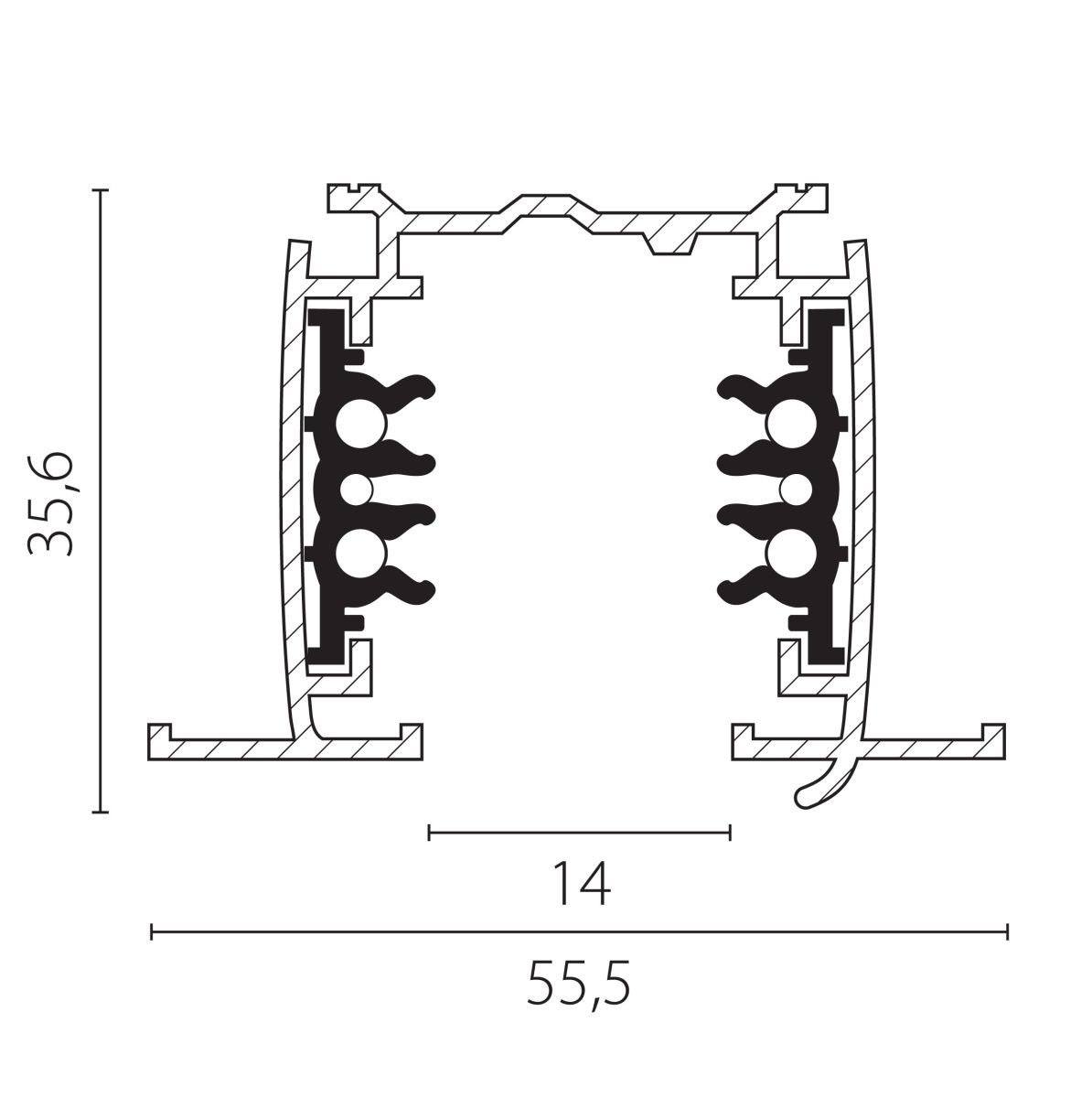 Шинопровод шестиконтактный встраиваемый трехфазный со стыковочными пазами, 2м Lightstar Quattro/DALI/ 503025-R-DALI в #REGION_NAME_DECLINE_PP#