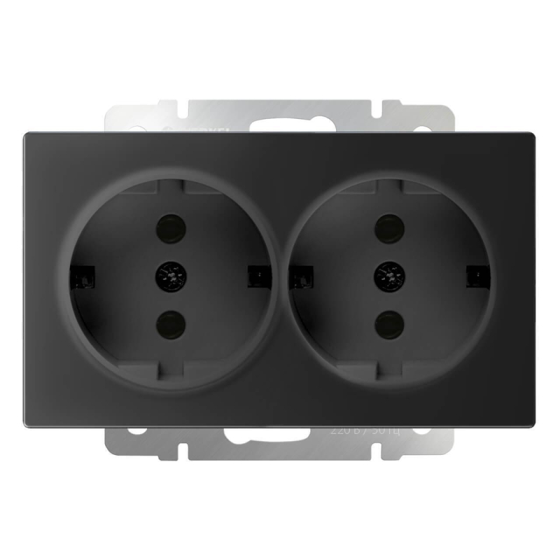 Розетка Werkel двойная с заземлением черный матовый WL08-SKG-02-IP20 4690389117244 в Санкт-Петербурге