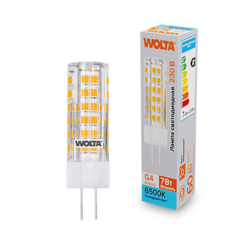 Светодиодная лампа WOLTA 7Вт 6500K G4 кукуруза матовая WSTD-JC-220V7W6KG4-C в Санкт-Петербурге