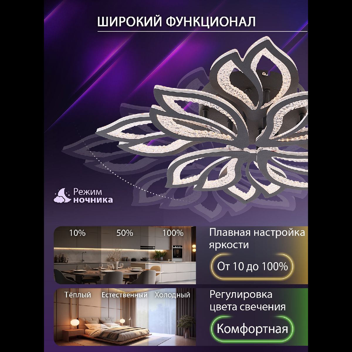 Потолочная люстра Natali Kovaltseva Fortuna LED LAMPS 81107/7C в Санкт-Петербурге