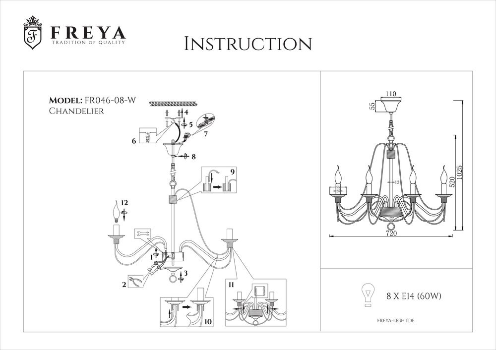 Подвесная люстра Freya Velia FR2046-PL-08-WG в Санкт-Петербурге