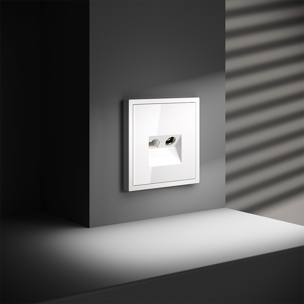 Розетка телевизионная встраиваемая Voltum S70 TV+RJ45 кат. 6, (белый глянцевый) VLS060701 в #REGION_NAME_DECLINE_PP#