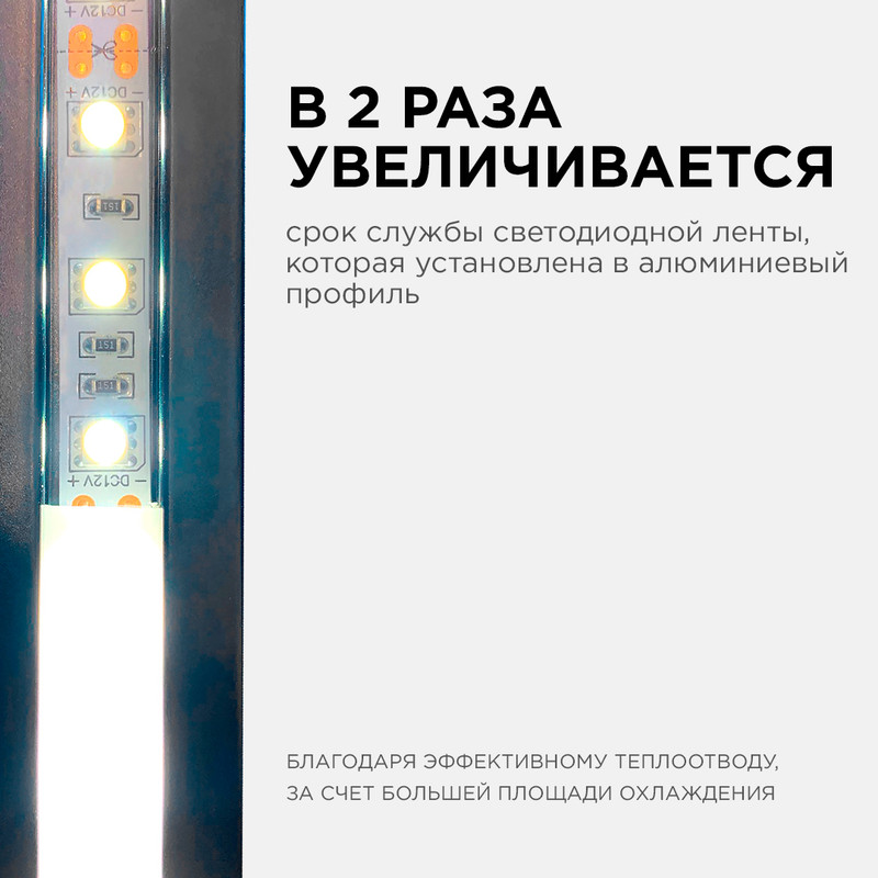 Комплект алюминиевого профиля с рассеивателем Apeyron 08-07-ЧБ-03 в Санкт-Петербурге