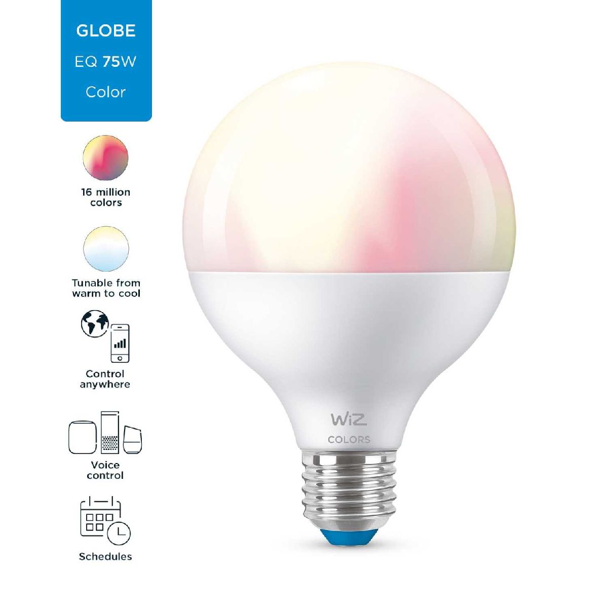 Умная светодиодная лампа Wiz Wi-Fi BLE75WG95E27922-65RGB1PF/6 E27 7W 2200/6500K 929002383902 в Санкт-Петербурге