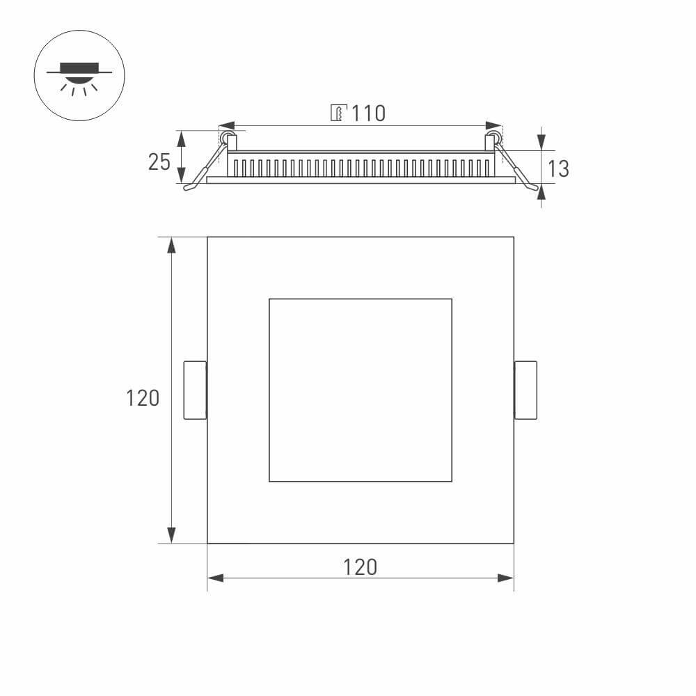 Встраиваемый светодиодный светильник Arlight DL-120x120M-9W Day White 020126 в #REGION_NAME_DECLINE_PP#