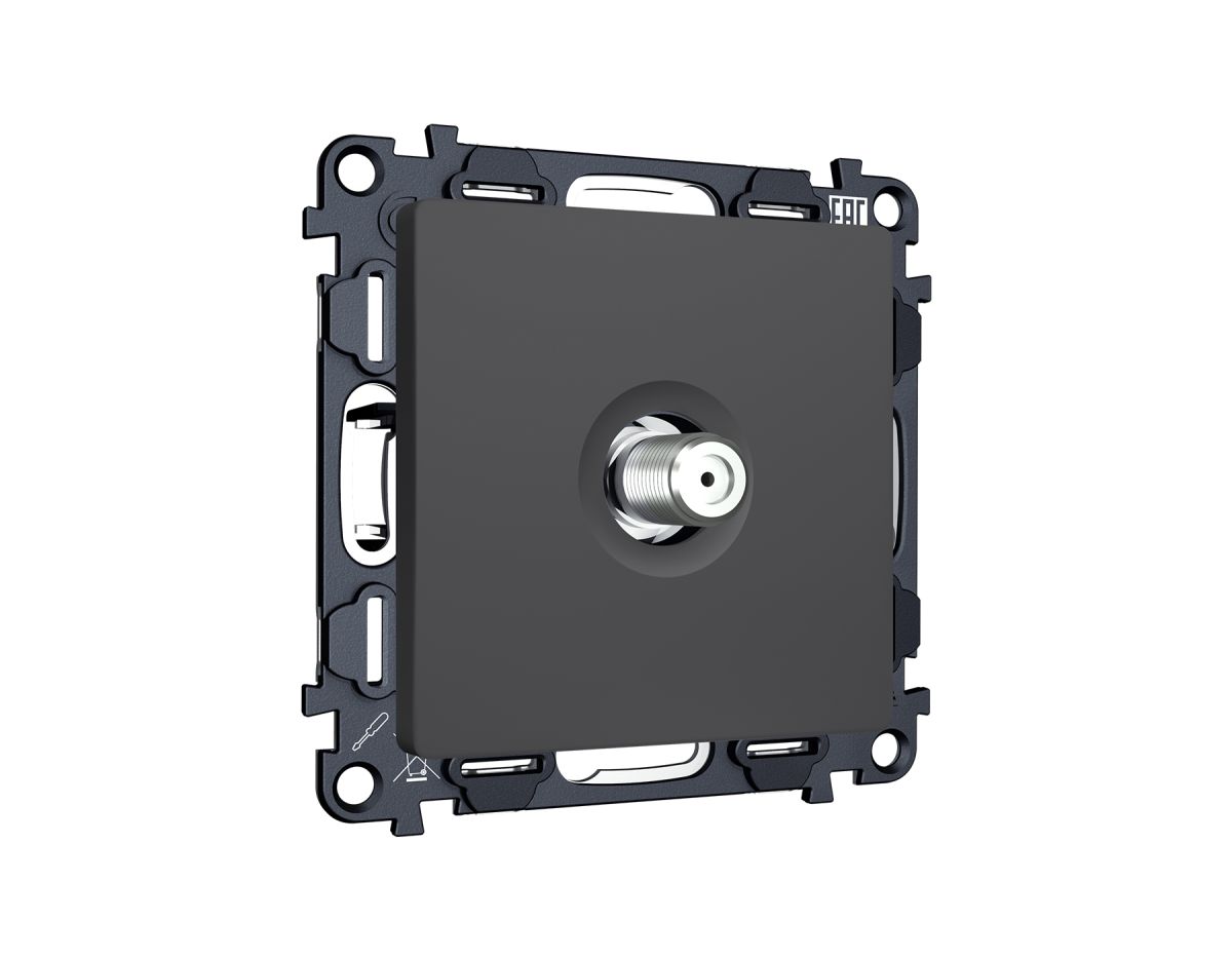 Комплект механизм TV розетки SAT 5-2400MHz 3.5dB Alfa Графит мягкое касание Quant Ambrella Volt MA913050 (AP9130, VM215) в #REGION_NAME_DECLINE_PP#