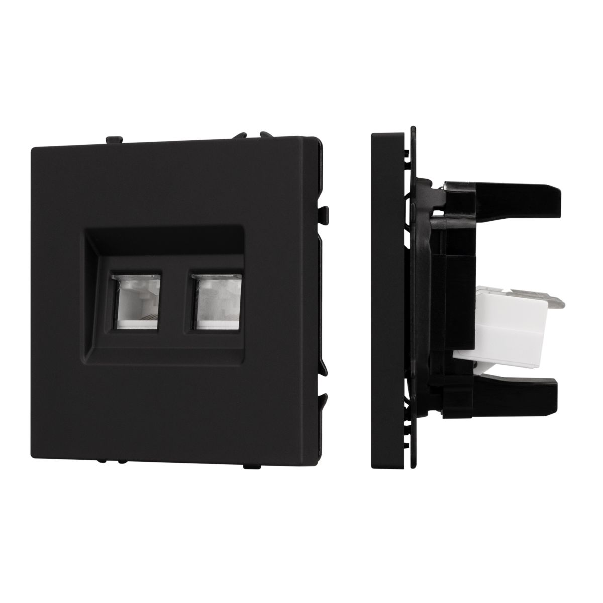 Механизм сдвоенной телефонной розетки Arlight SCT-NOBE-MTL2-SFPL-BK (RJ-11, 4C) (Черный оникс) 054309 в Санкт-Петербурге