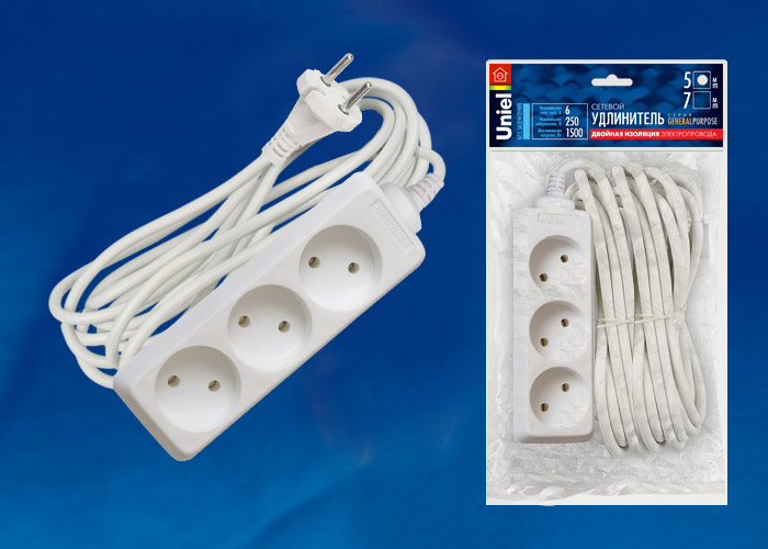 Удлинитель (UL-00002841) 3гн х 5м б/з Uniel General S-CP3-5 в Санкт-Петербурге
