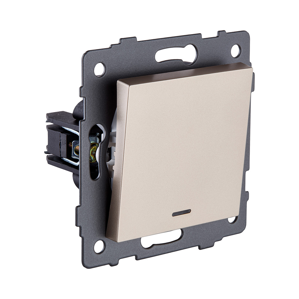 Выключатель 1-клавишный 10А/250В с LED подсветкой, золотой Kollinger REA-S-002GD для Aspekt, Eleganz, Reflex в Санкт-Петербурге