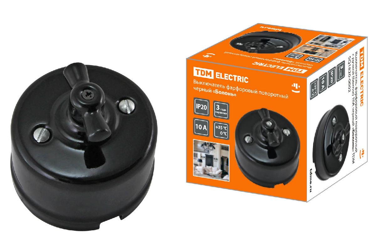 Выключатель фарфоровый поворотный с ручкой Болонь TDM Electric SQ1820-0002 в Санкт-Петербурге