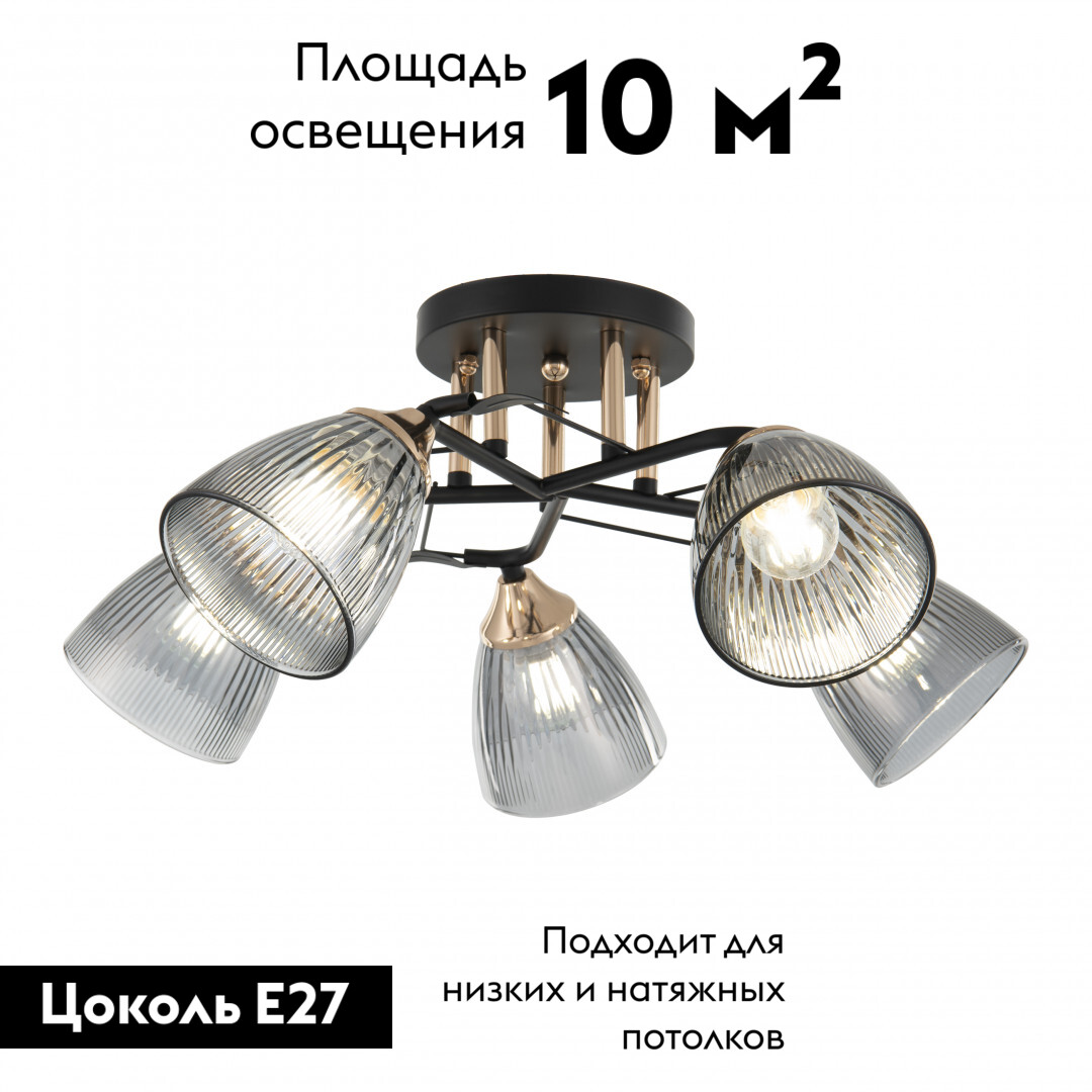 Потолочная люстра Arte Milano Amalfi 322610/5 BK+FG в Санкт-Петербурге