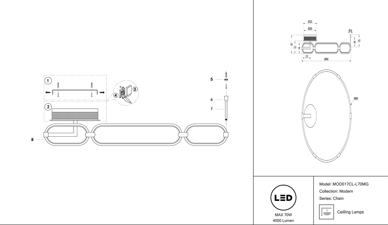 Потолочный светодиодный светильник Maytoni Chain MOD017CL-L70MG в Санкт-Петербурге