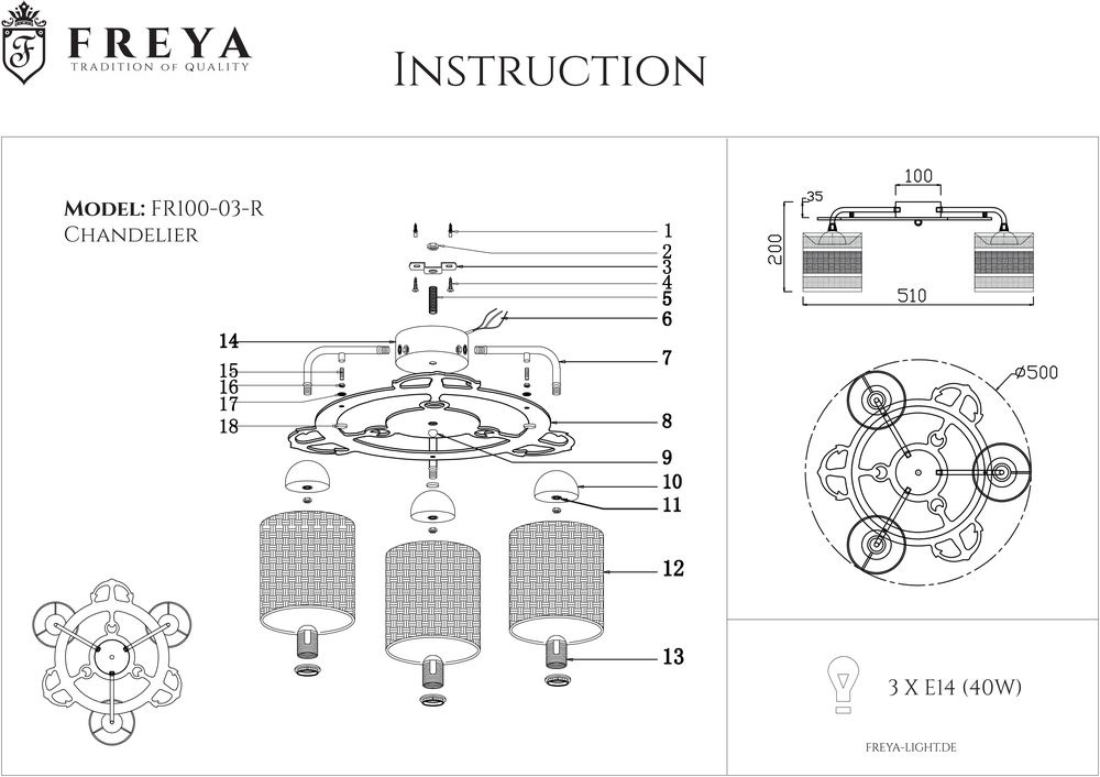 Потолочная люстра Freya Timone FR5100-CL-03-BR в Санкт-Петербурге