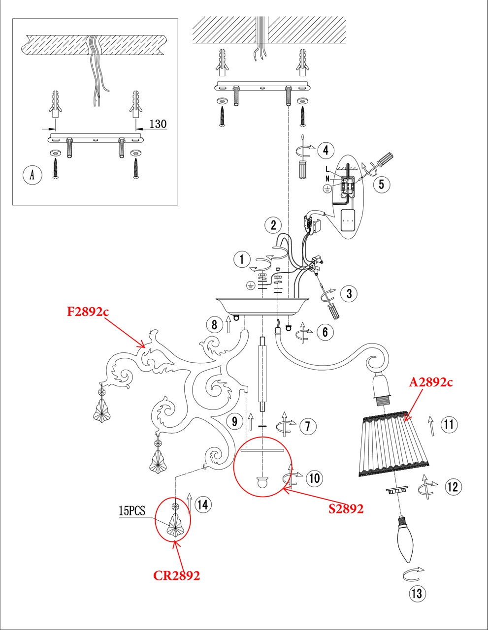 Потолочная люстра Odeon Light Gronta 2892/5C в Санкт-Петербурге