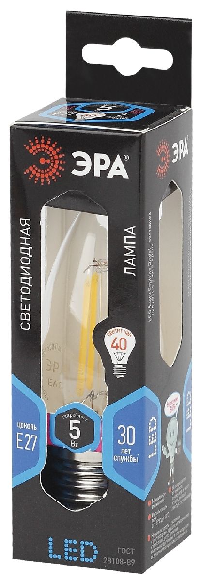 Лампа светодиодная Эра E27 5W 4000K F-LED B35-5W-840-E27 Б0027934 в Санкт-Петербурге