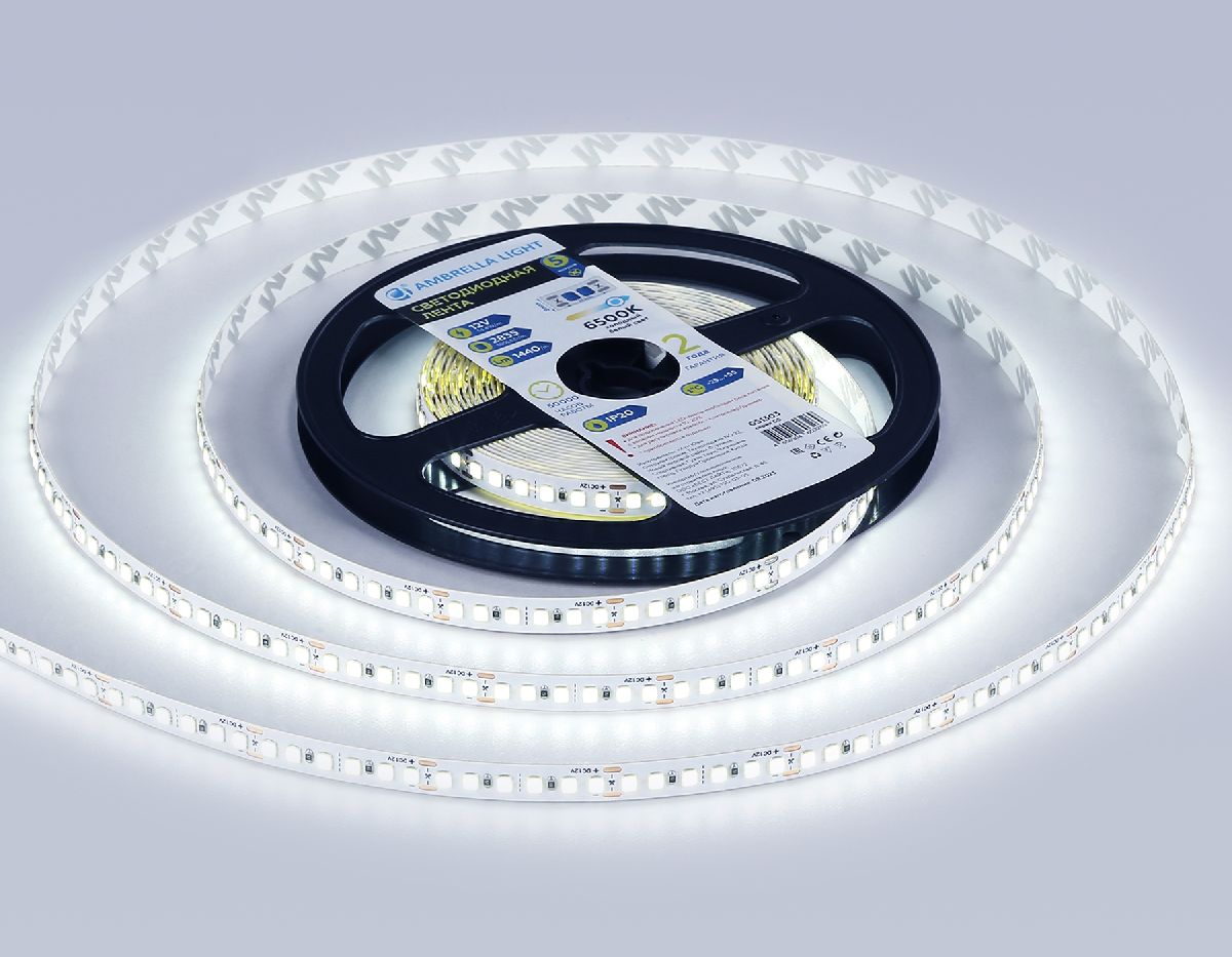 Светодиодная лента Ambrella Light LED Strip 12В 2835 14,4Вт/м 6500K 5м IP20 GS1303 в Санкт-Петербурге