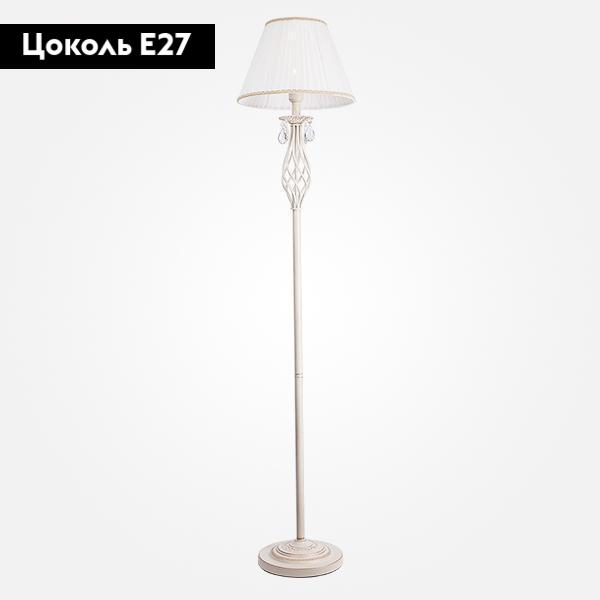Торшер Eurosvet Amelia 10073/1 белый с золотом/прозрачный хрусталь Strotskis в #REGION_NAME_DECLINE_PP#