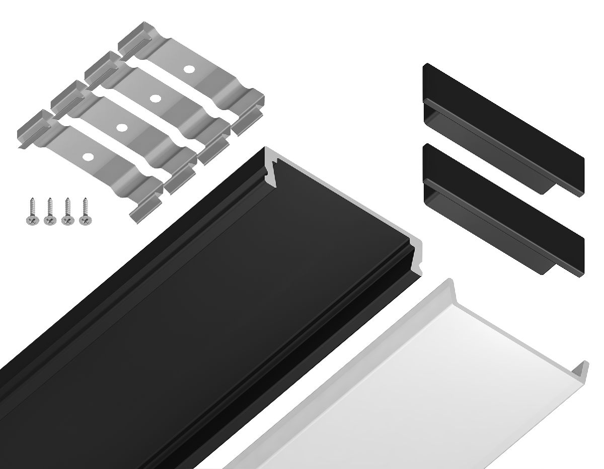 Алюминиевый накладной профиль Ambrella Light Alum Profile GP1800BK в Санкт-Петербурге