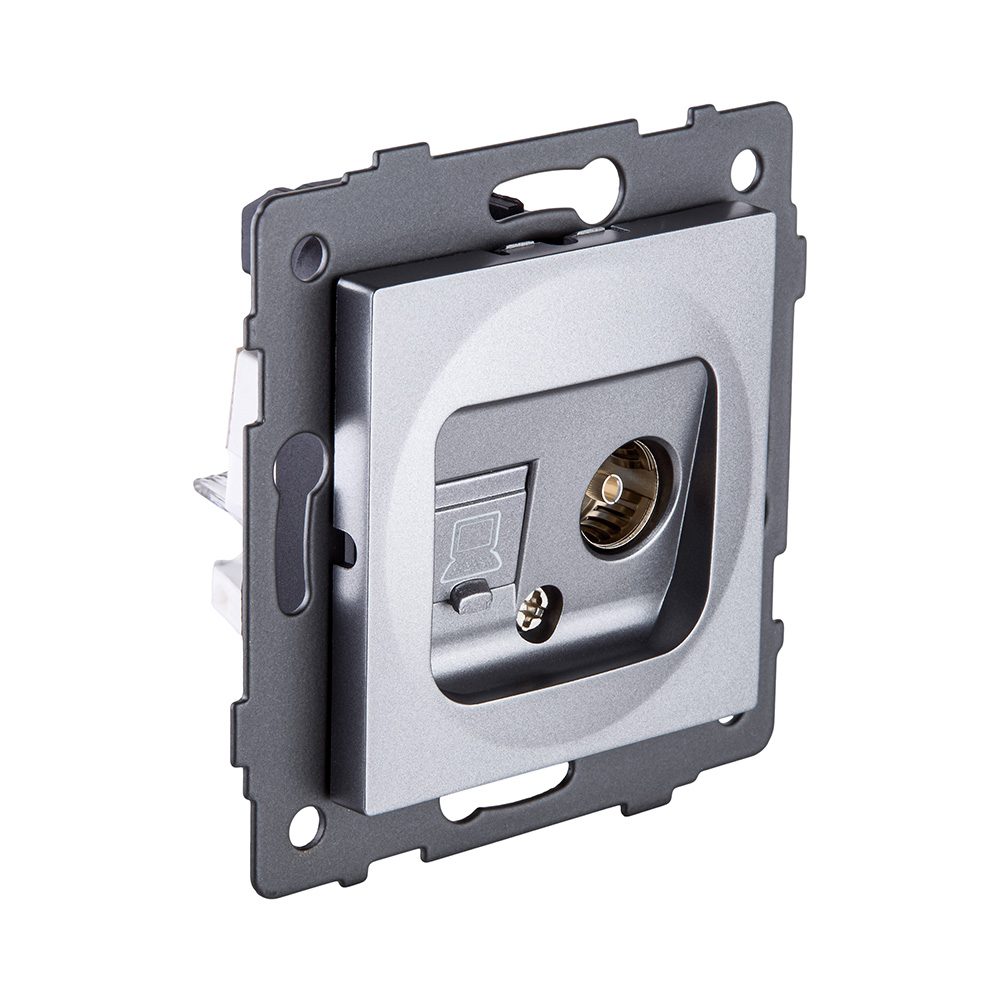 Розетка двойная TV (мама) + RJ45 Cat.6, серый Kollinger REA-021GY для Aspekt, Eleganz, Reflex в Санкт-Петербурге