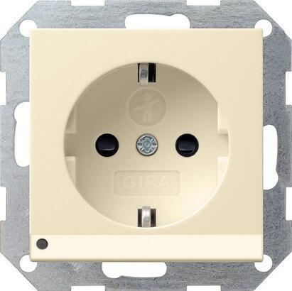 Розетка Gira System 55 Schuko с/з со шторками подсветкой 16A 250V безвинтовой зажим кремовый глянцевый 117001 в Санкт-Петербурге