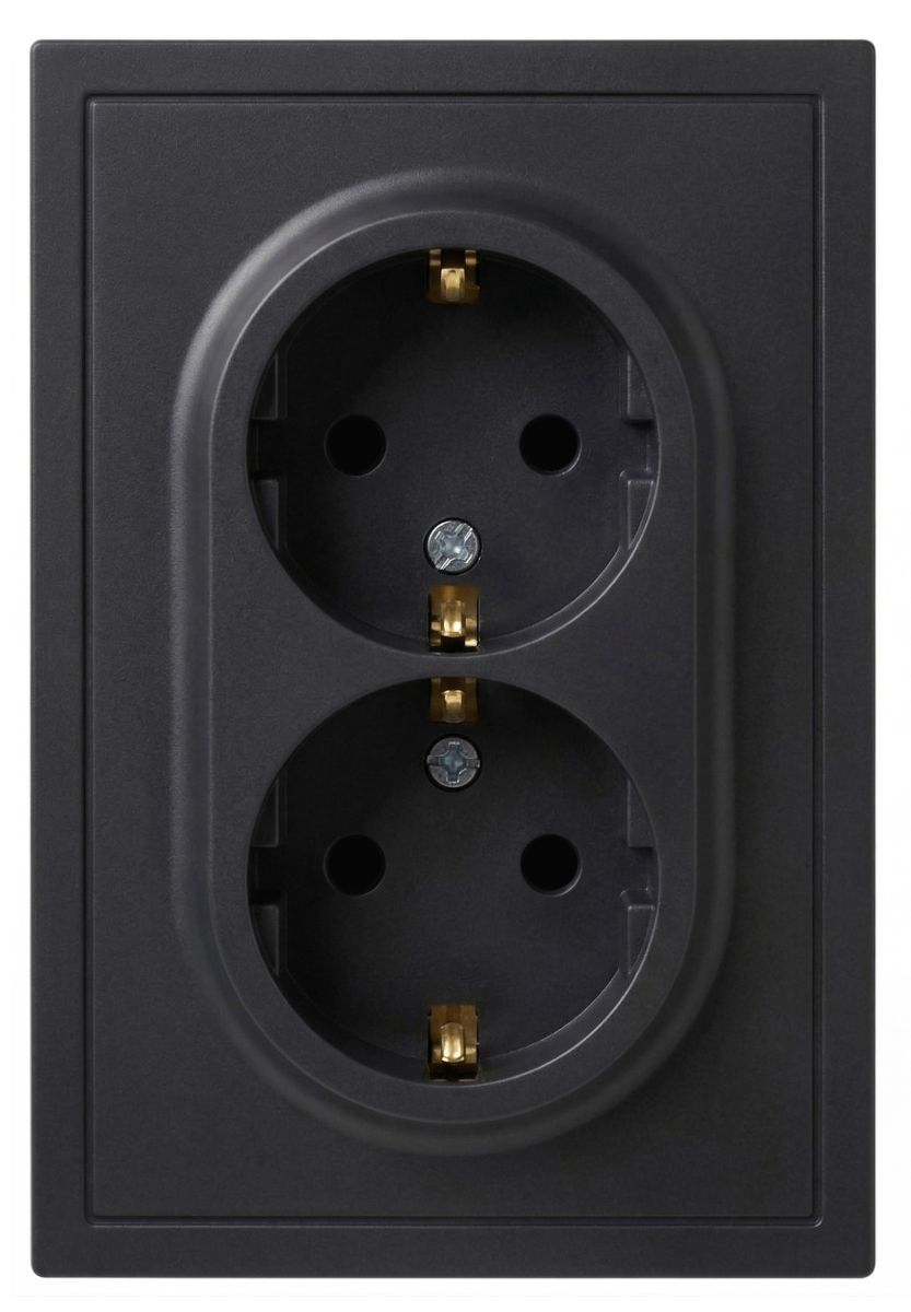 Розетка Эра Galaxy 15-2104-05 с заземлением двойная 2X2P+E Schuko 16А-250В IP20 антрацит Б0070685 в Санкт-Петербурге