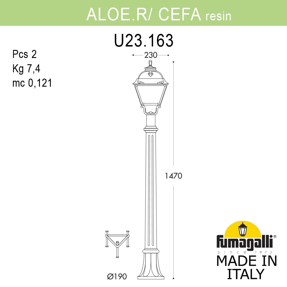 Ландшафтный светильник Fumagalli ALOE.R/CEFA U23.163.000.BYE27 в Санкт-Петербурге
