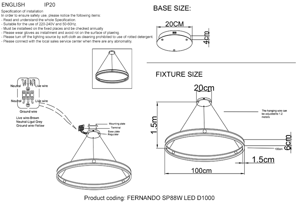 Подвесной светодиодный светильник Crystal Lux FERNANDO SP88W LED D1000 COFFEE/BLACK в #REGION_NAME_DECLINE_PP#