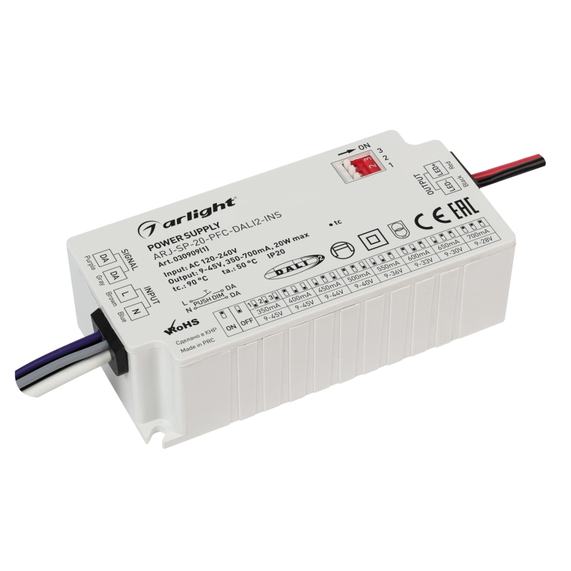 Блок питания Arlight ARJ-SP-20-PFC-DALI2-INS (20W, 9-45V, 0.35-0.7A) 030909(1) в Санкт-Петербурге