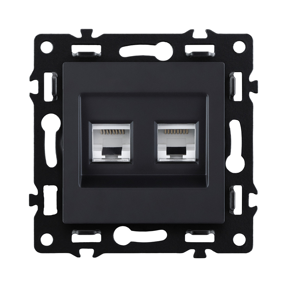 Розетка двойная Ethernet RJ45 Cat.6, черный Kollinger Asthetik AS-018BK в #REGION_NAME_DECLINE_PP#