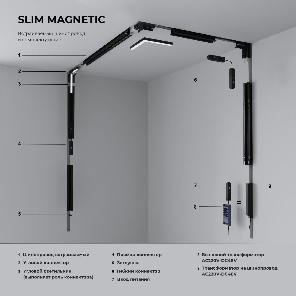 Коннектор угловой для встраиваемого шинопровода Elektrostandard Slim Magnetic 4690389206665 85212/00 a067501 в Санкт-Петербурге