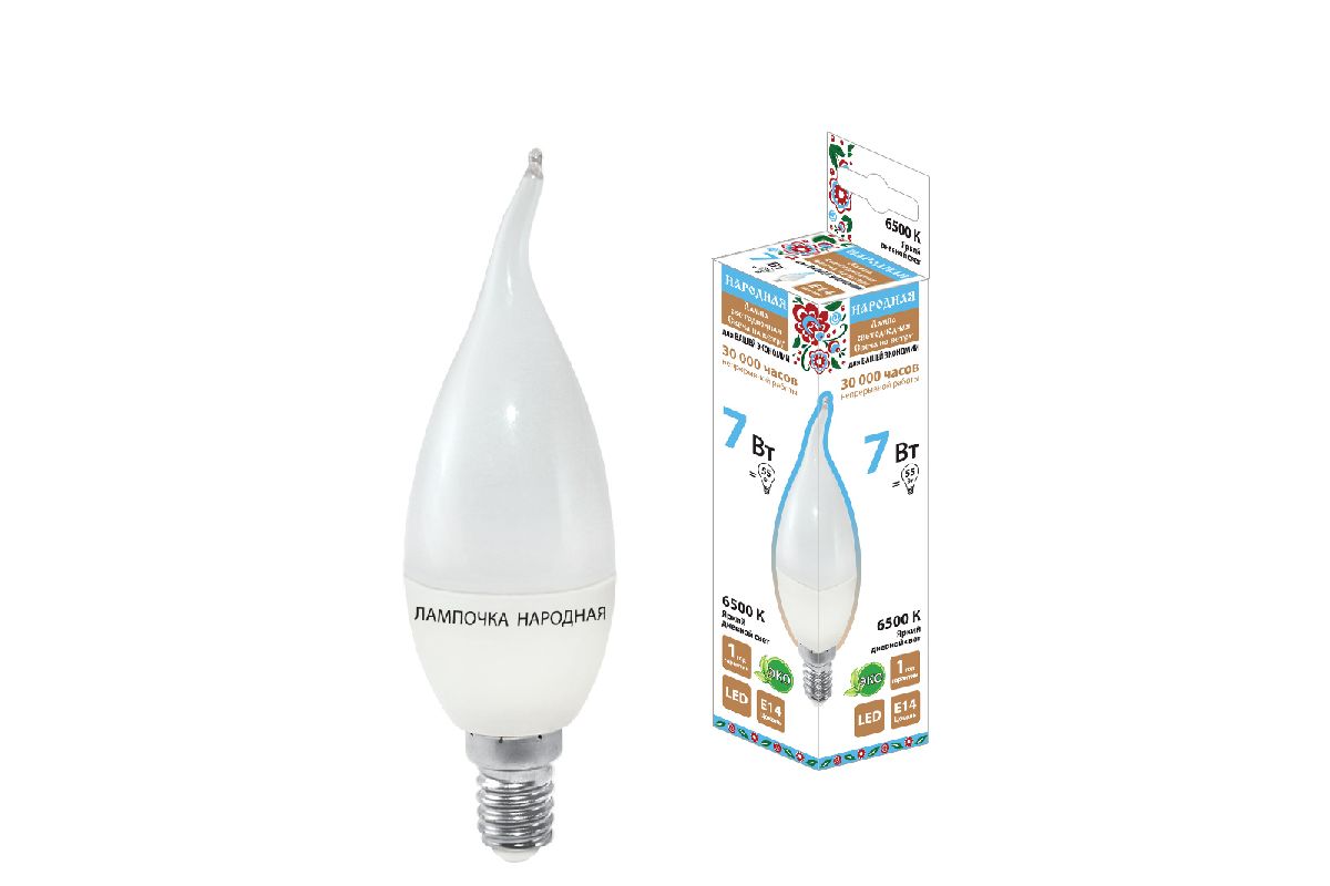 Лампа светодиодная TDM Electric Народная Е14 7W 6500K матовая SQ0340-1545 в Санкт-Петербурге