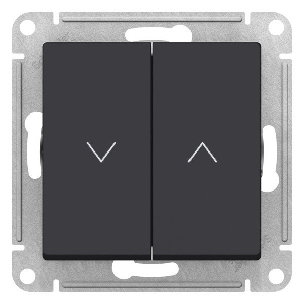 Выключатель 2-клавишный для жалюзи, 2х сх.4, 10А, Карбон Systeme Electric AtlasDesign ATN001019 в Санкт-Петербурге