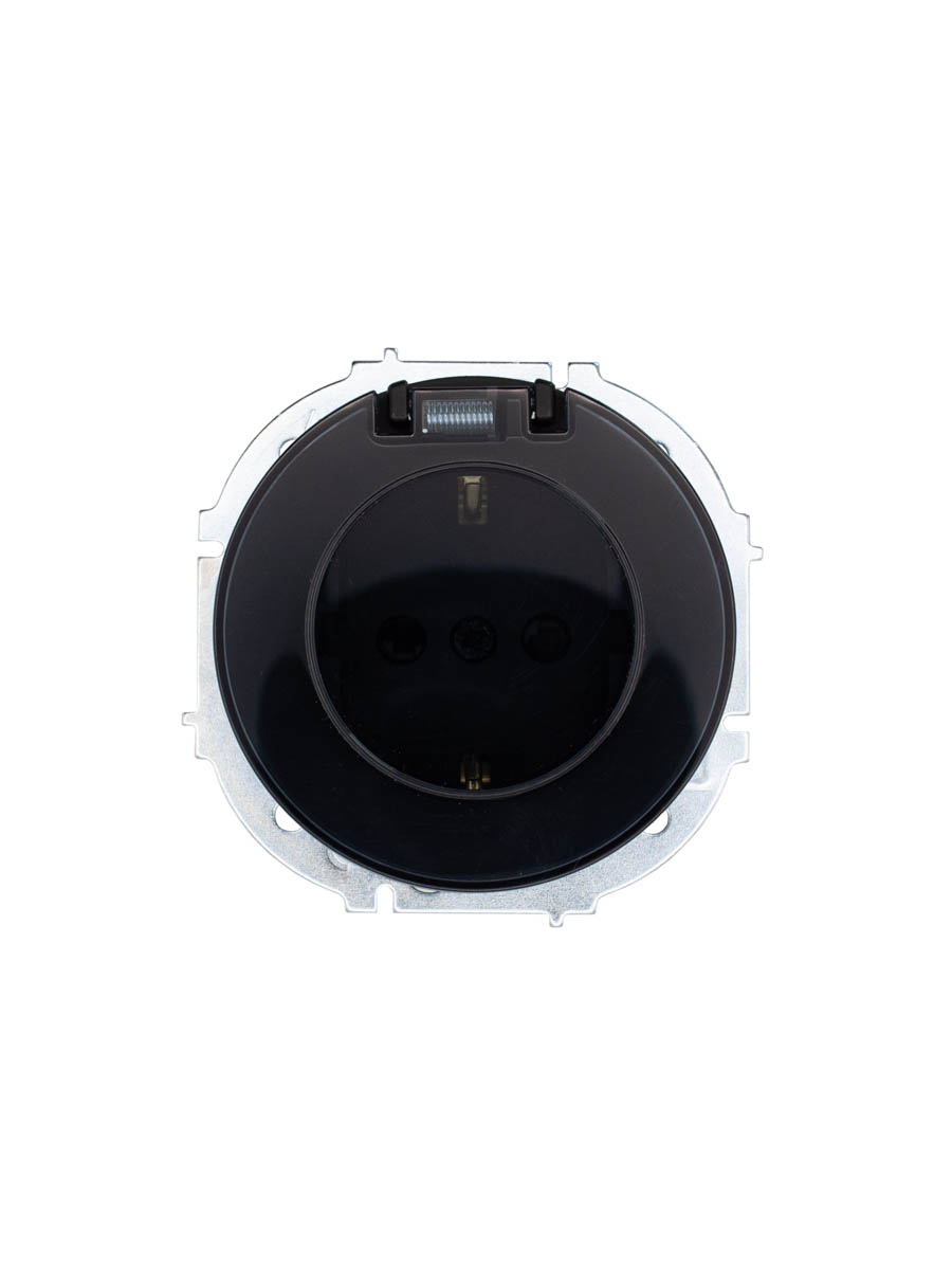 Розетка с/з с крышкой ПБТ чёрный бархат Lezard Osen 743-4288-123B в Санкт-Петербурге