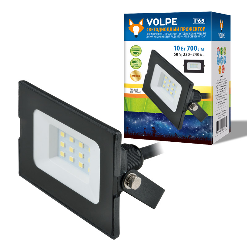 Прожектор Volpe ULF-Q513 10W/3000K IP65 220-240В BLACK картон в Санкт-Петербурге