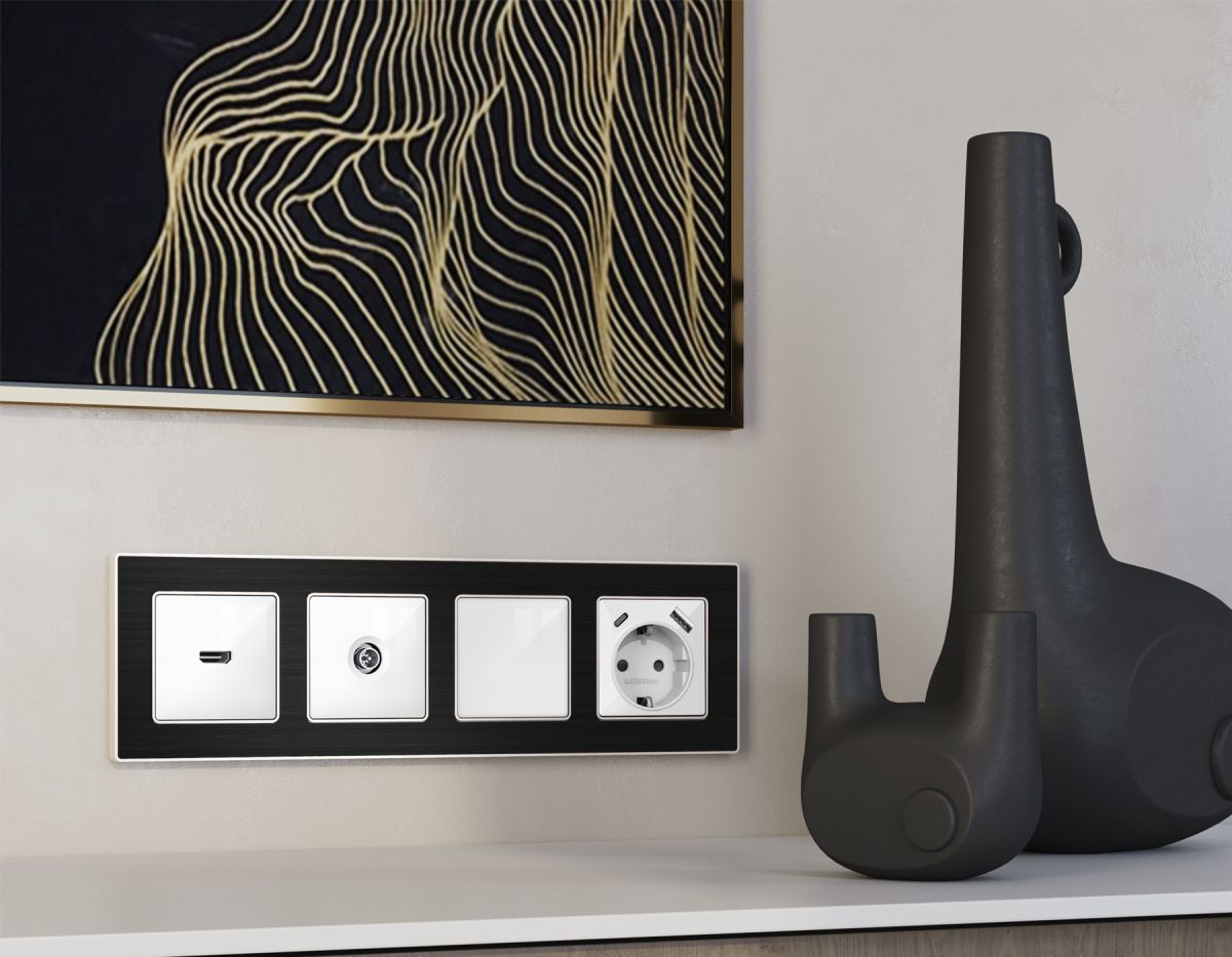 Комплект механизма TV розетки оконечной экранированной 5-1000MHz 3dB Alfa Белый глянец Quant Ambrella Volt MA113005 (AP1130, VM199) в Санкт-Петербурге