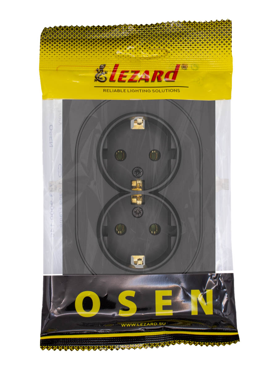 Розетка двойная с/з ПБТ чёрный бархат Lezard Osen 743-4200-127B в Санкт-Петербурге