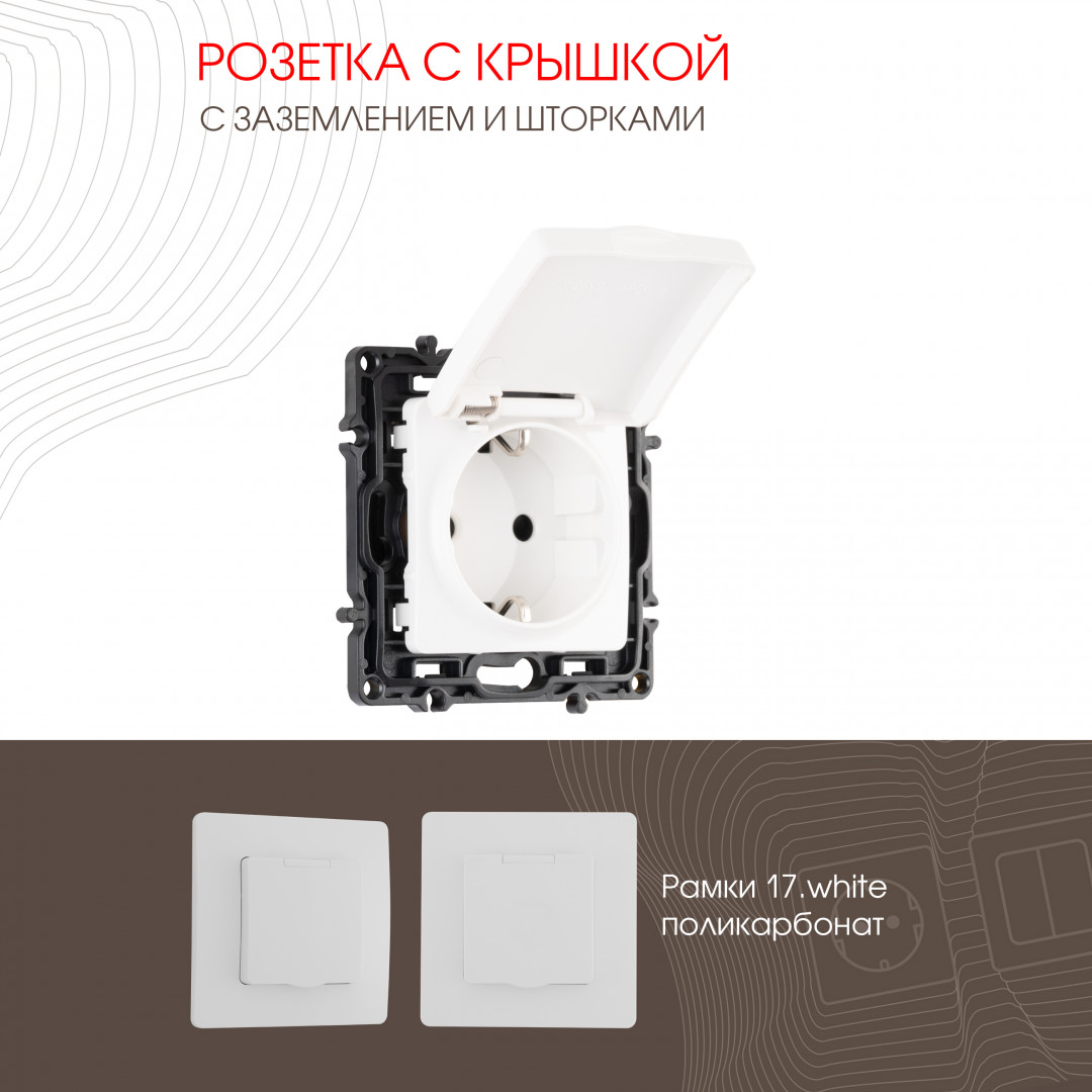 Розетка с заземлением, шторками и защитной крышкой Arte Milano 217.41-1.white в Санкт-Петербурге