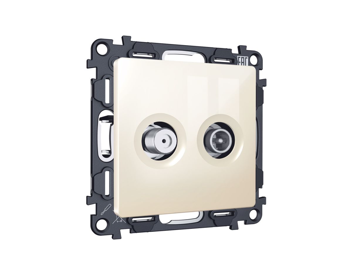 Комплект механизма розетки TV оконечной + SAT 5-862MHz 3.5dB/950-2150MHz 3.5dB Alfa Бежевый глянец Quant Ambrella Volt MA313310 (AP3133, VM217) в #REGION_NAME_DECLINE_PP#