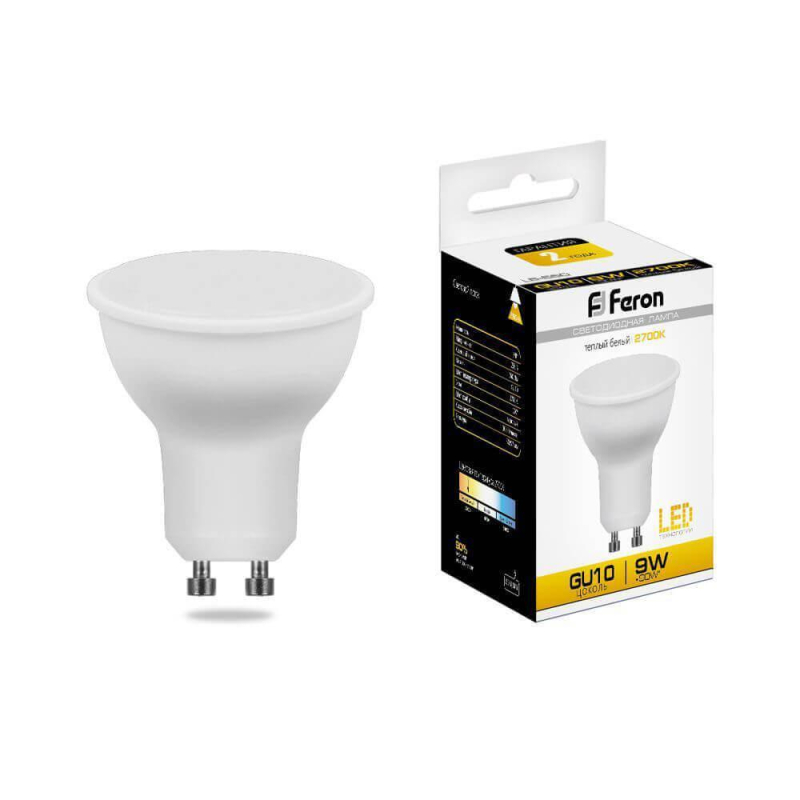 Лампа светодиодная Feron MR16 GU10 9W 2700K Грибок матовая LB-560 25842 УЦ в Санкт-Петербурге