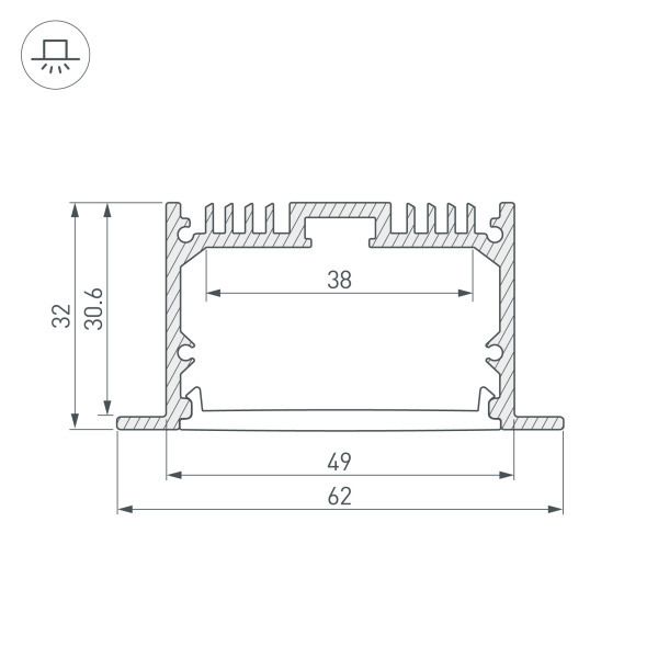 Алюминиевый профиль Arlight ARH-Power-W35-3000 Anod 036136 в Санкт-Петербурге