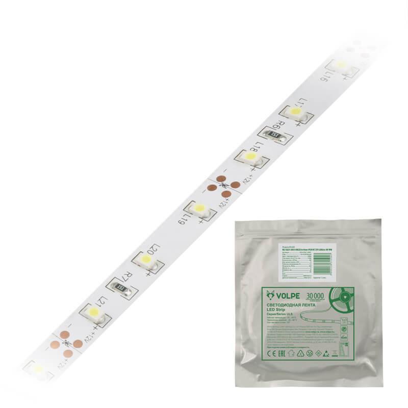 Светодиодная лента Volpe 4,8W/m 60LED/m 2835SMD теплый белый 3M ULS-Q321 2835-60LED/m-8mm-IP20-DC12V-4,8W/m-3M-WW UL-00000201 в #REGION_NAME_DECLINE_PP#