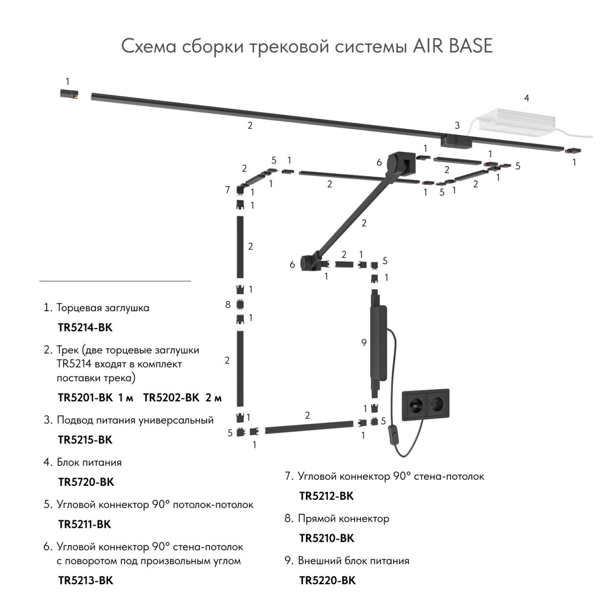Соединитель для шинопровода Denkirs Air Base TR5213-BK в Санкт-Петербурге
