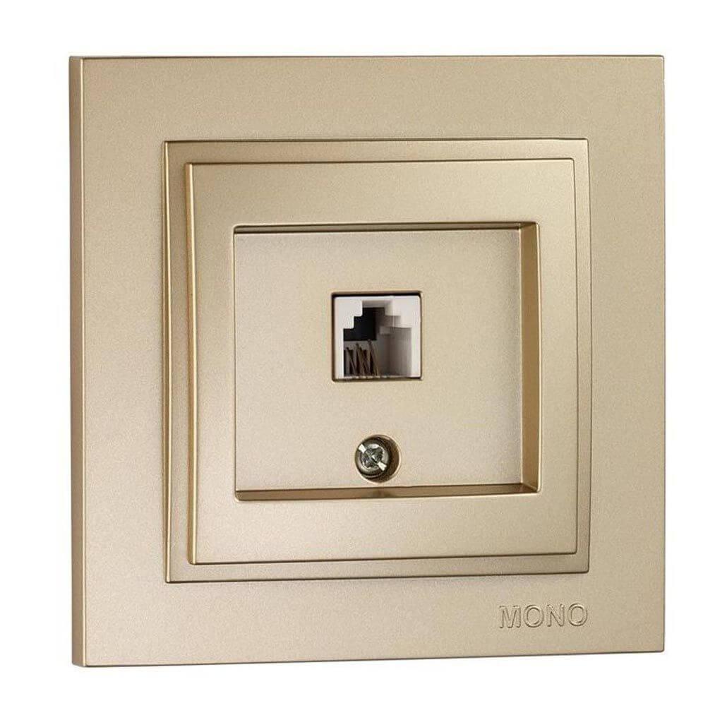 Розетка телефонная Rj45 Cat3 Mono Electric Despina титан 102-222205-124 в Санкт-Петербурге