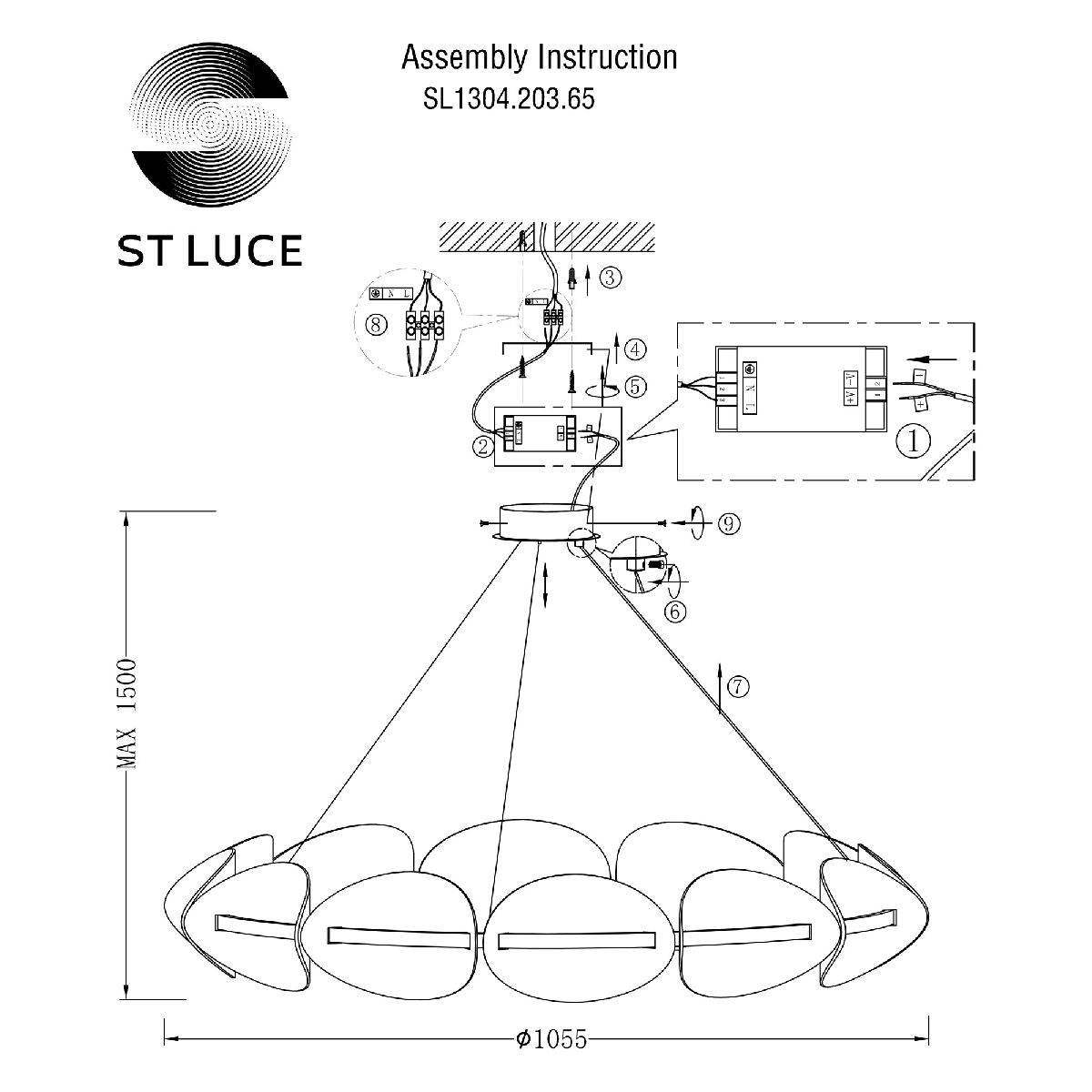 Подвесная люстра для натяжного потолка ST Luce Etoile SL1304.203.65 в Санкт-Петербурге