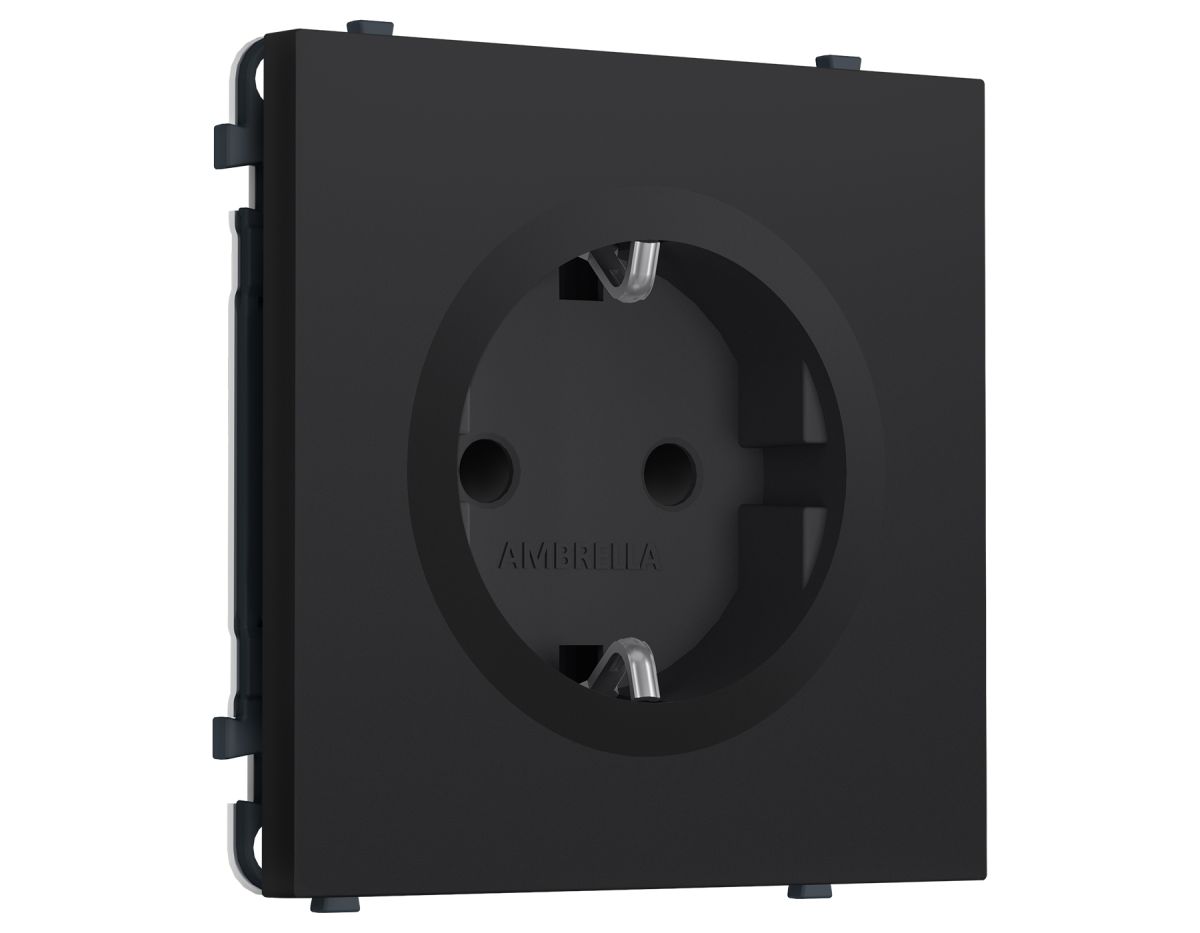 Комплект механизма электрической розетки SIGMA Черный Мягкое касание 50Hz 2P+E с/з с/ш 16A-250V QUANT PRO Ambrella Volt MS987010 (SP9870, PR141) в Санкт-Петербурге